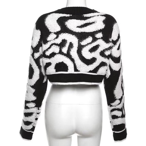 Women Colorblock Cardigan Sweater Open Front Knit Fall Streetwear Small - Picture 6 of 6